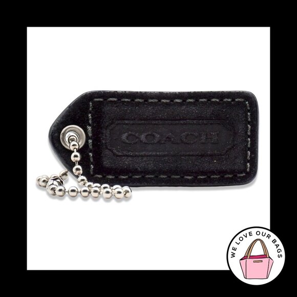 2" Rare Y2K VINTAGE COACH Black Suede Leather Fob Bag Charm Keychain Hang Tag - Picture 1 of 2